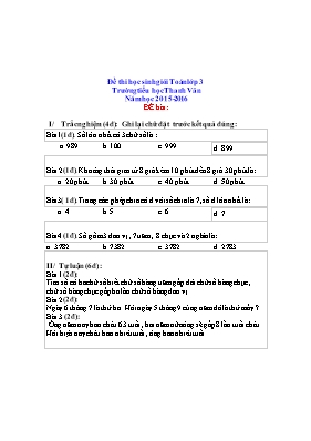 Đề thi học sinh giỏi môn Toán Lớp 3 - Năm học 2015-2016 - Trường TH Thanh Văn